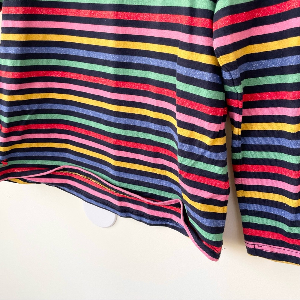 Joules Harbour Luxe Rainbow Stripe Navy Blue Cotton Blend Size 8 Long Sleeve - Picture 3 of 9